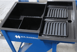 M.W. Watermark - Slant Plate Clarifier - Top View: Showing flash mixing tank, flocculation tank, and inclined plates;