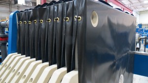 M.W. Watermark Non-Gasketed (NG) Filter Cloths Installed in a Filter Plate Stack; pp cloth; pp cloth manufacturer; filter press cloth material