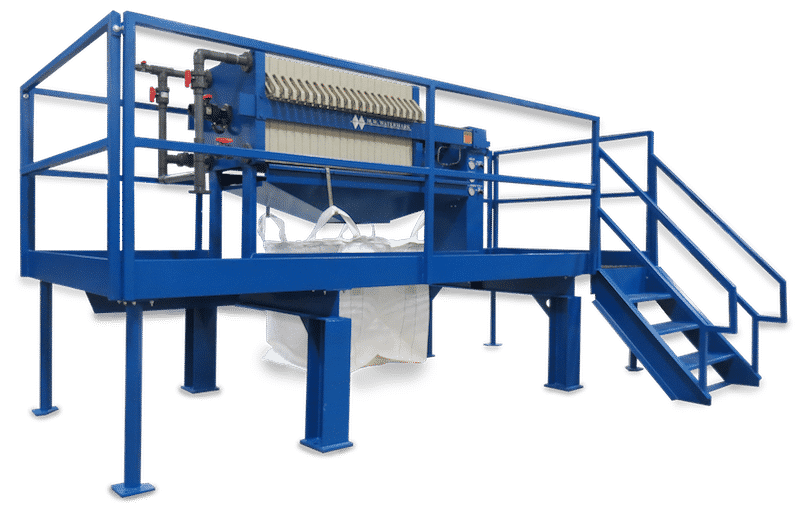 M.W. Watermark Filter Press with Elevated Platform and Bulk Bag - Sludge Management