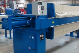 M.W. Watermark Filter Press with Air-Operated Hydraulics and Optional AFPCS