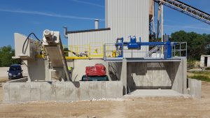 A recent ready-mix concrete installation utilizing an M.W. Watermark filter press for water re-use.