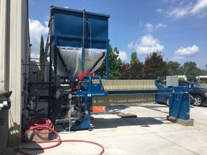 A M.W. Watermark filter press was recently installed for wastewater treatment at a stone counter top cutting facility