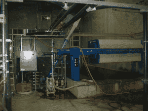 M.W. Watermark filter press used in a car and truck wash for wastewater treatment