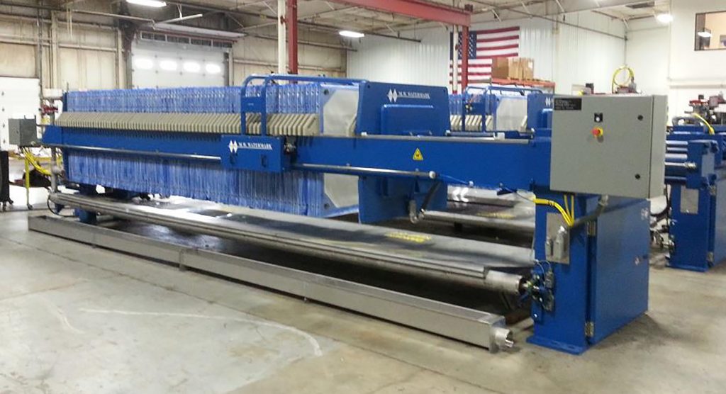 M.W. Watermark 1200mm filter press. Built for a neutralized mine wastewater application.