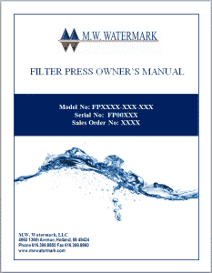 M.W. Watermark Filter Press Owner's Manual - Cover