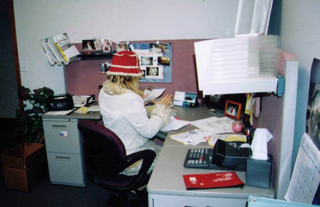 Co-Owner / Vice-President Christine Gethin managing the accounting in M.W. Watermark's first building.