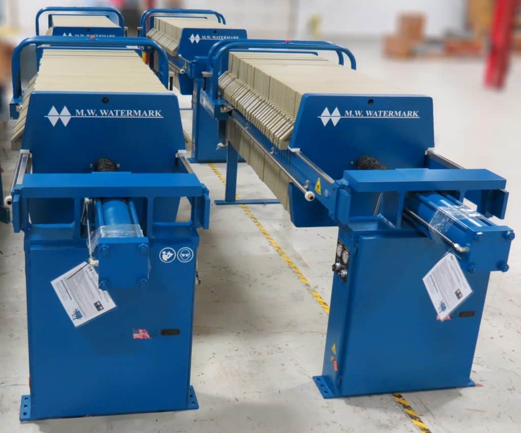 M.W. Watermark Manufactures Filter Presses for Glass Fabrication Wastewater Recycling; Swarf Slurry Water Treatment