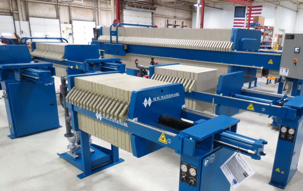 M.W. Watermark manufacturers filter presses for glass and stone fabrication wastewater recycling and filtration