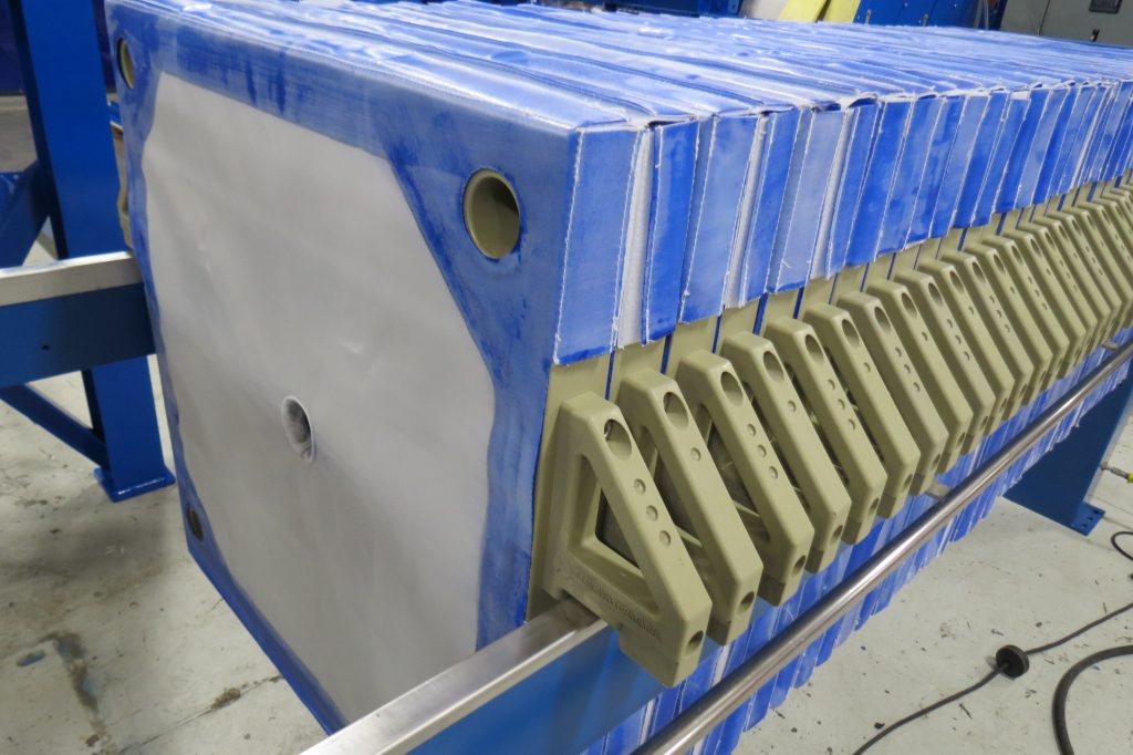 hoverimg M.W. Watermark Non-Gasketed Filter Press Cloths Attached with Hook and Loop Fasteners and Latex Added to Help Minimize Wicking
