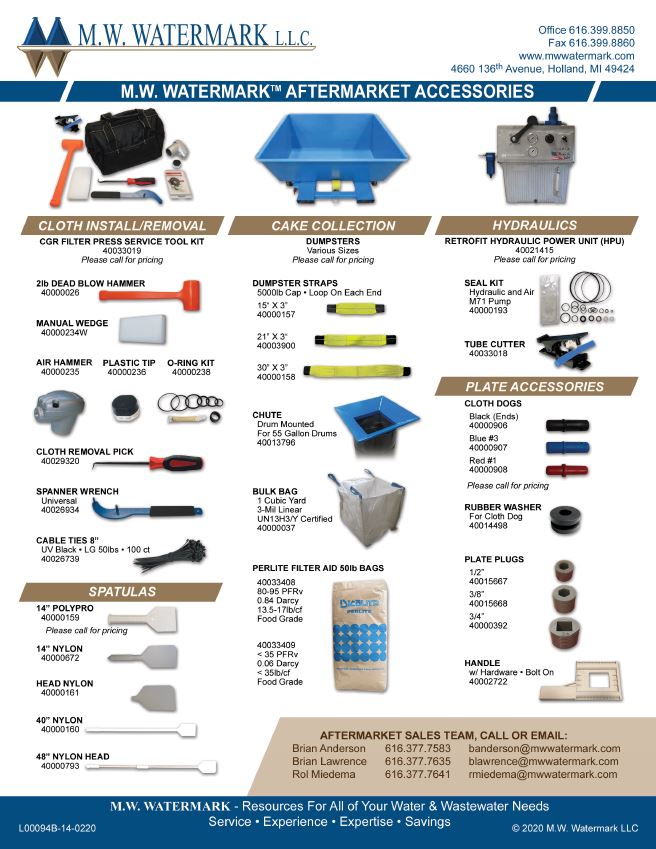 M.W. Watermark Aftermarket Accessories Sheet