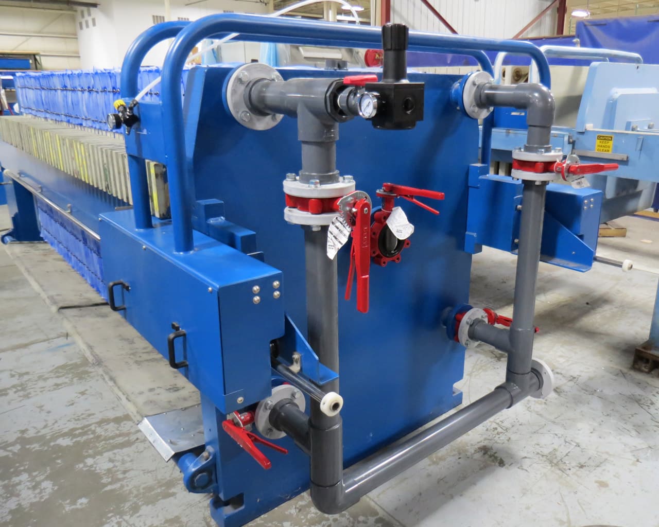 After-shot of a Perrin Filter Press manifold and plates following an M.W. Watermark rebuild